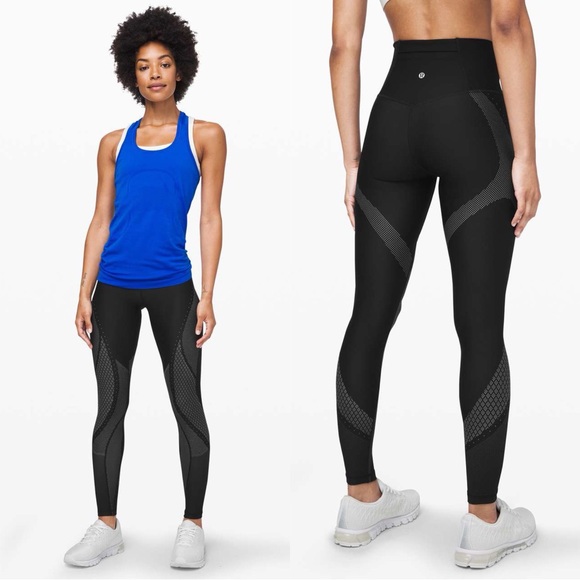 Lululemon Mapped Out High-Rise Tight 28" Black /‎ Glacier Grey W5CEQS Size 6 - Picture 1 of 11